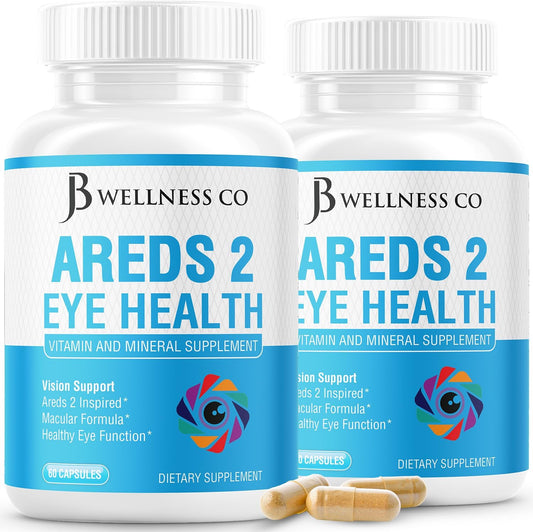 JB Wellness Co AREDS 2 Eye Vitamin & Mineral Supplement - 120 Count - Lutein, Vitamin C, Zeaxanthin, Zinc & Vitamin for Vision