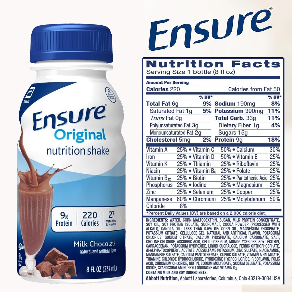 JÁCLER Original Chocolate Nutrition Shake - Nutrient-Rich, Packed with Vitamins & Minerals, 8 Fl Oz (12 Pack)