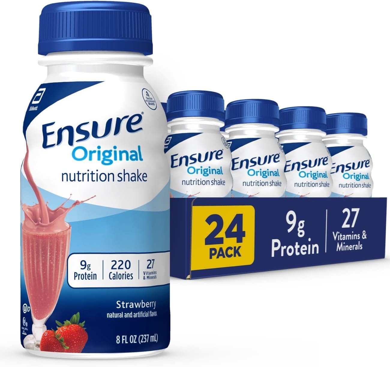 JÁCLER Original Strawberry Nutrition Shake - 24 Pack of 8 Fl Oz Bottles, Rich in Vitamins and Minerals