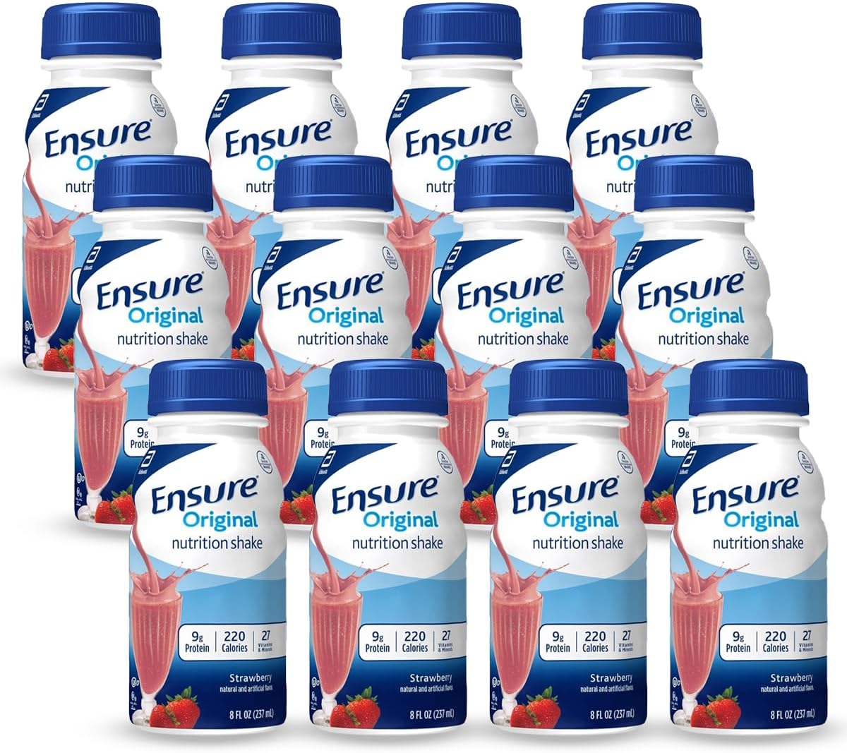 JÁCLER Original Strawberry Nutrition Shake | Nutrient-Rich, Packed with Vitamins & Minerals, 8 Fl Oz (12 Pack)