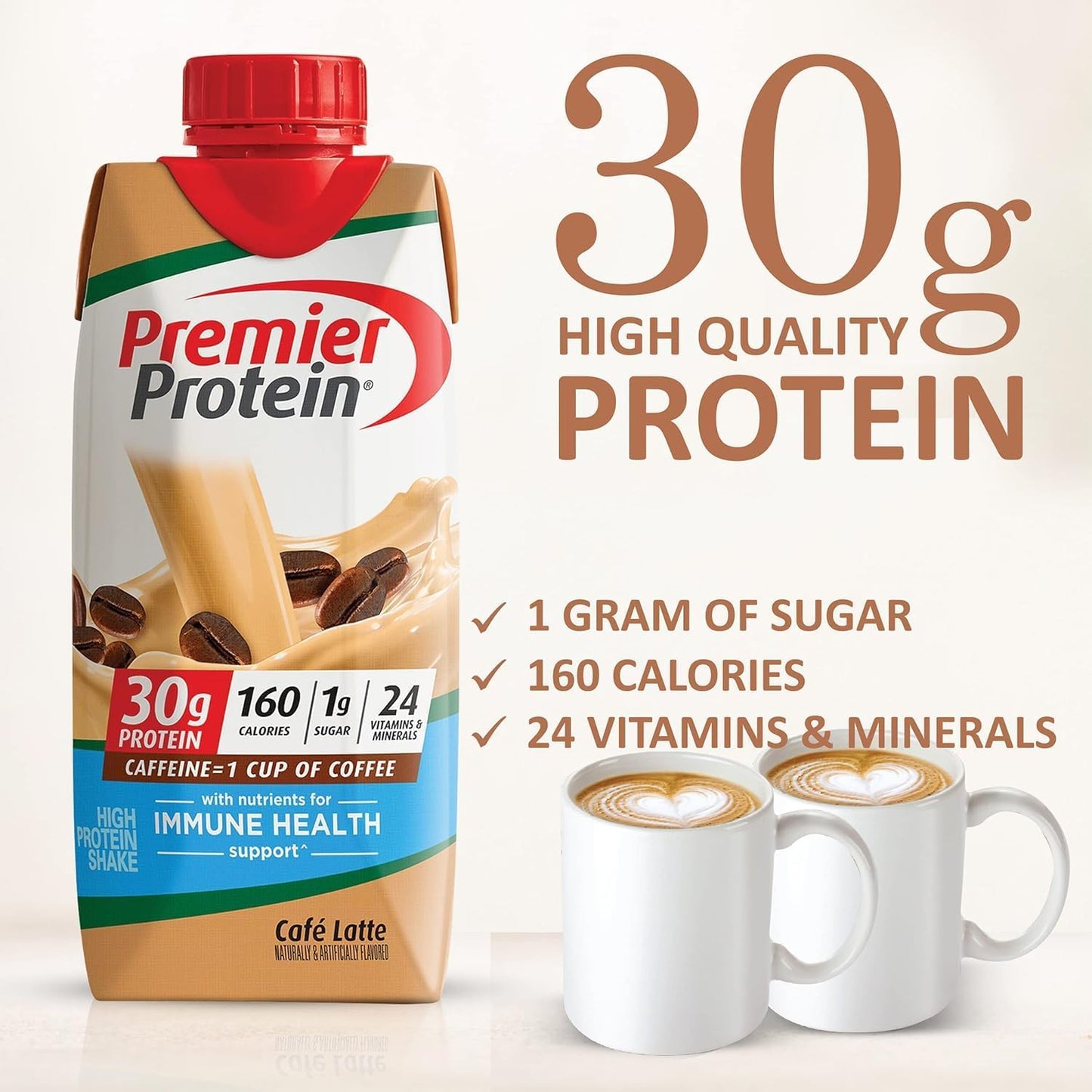JÁCLER Premier Protein Shakes Variety Sampler Pack - High Protein - 10pk - 11 Fl. Oz Each - Strawberry, Vanilla, Cafe Latte, Caramel, Chocolate - 2 of Each Flavor