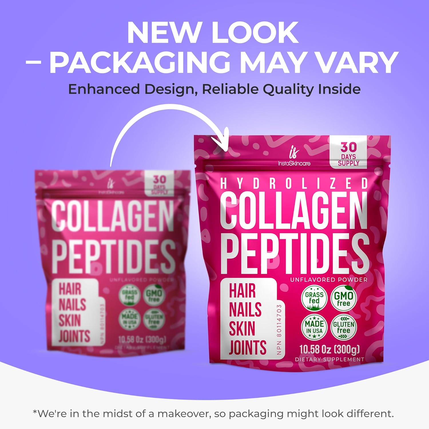 JERVAMNI Collagen Peptides Powder - Women's Hydrolyzed Supplement for Hair, Skin & Joints - Non-GMO, Grass-Fed, Gluten-Free - Unflavored, Easy to Mix - 10.58 Oz