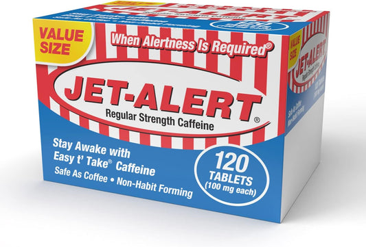Jet-Alert 100 MG Caffeine Tablets - 120 Count Bottle