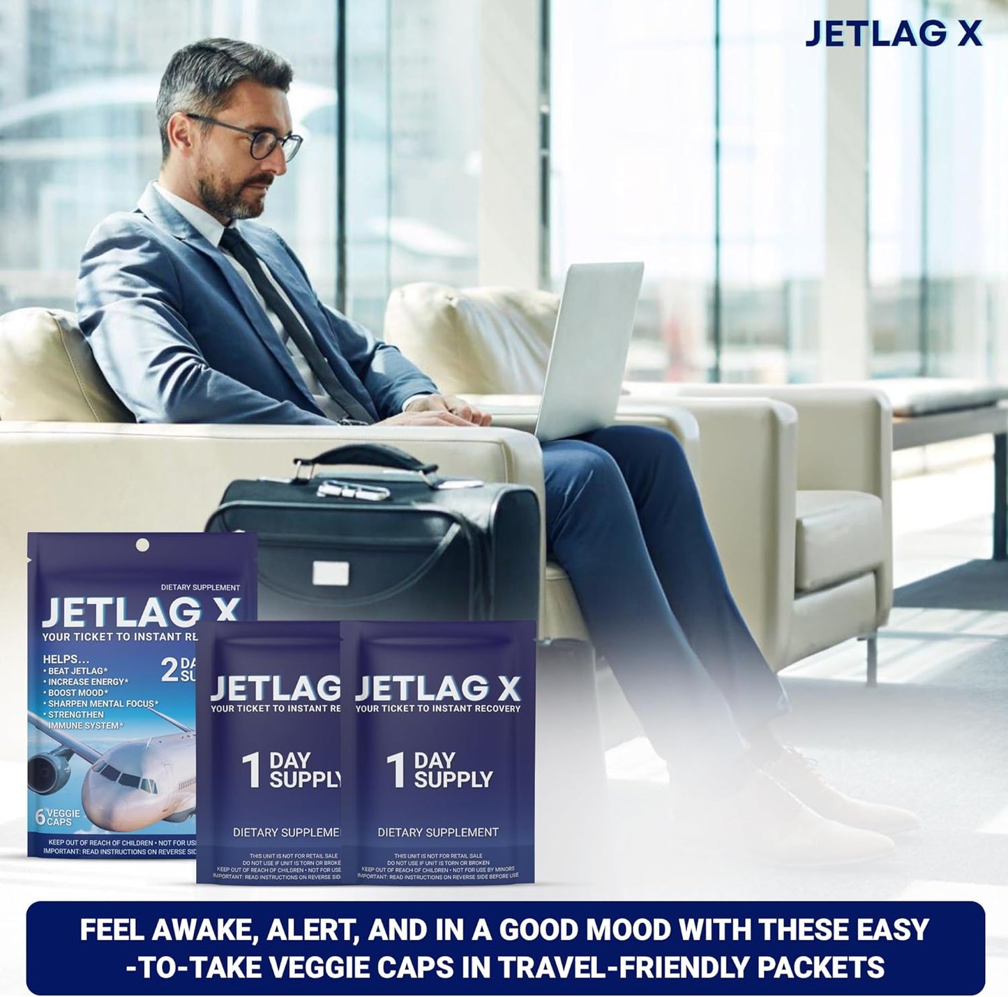 Jetlag Relief Supplement - Boosts Energy, Focus, & Immunity Post-Flight