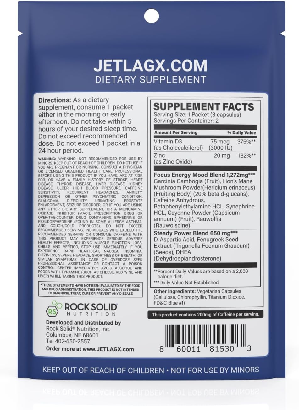 Jetlag Relief Supplement - Boosts Energy, Focus, & Immunity Post-Flight