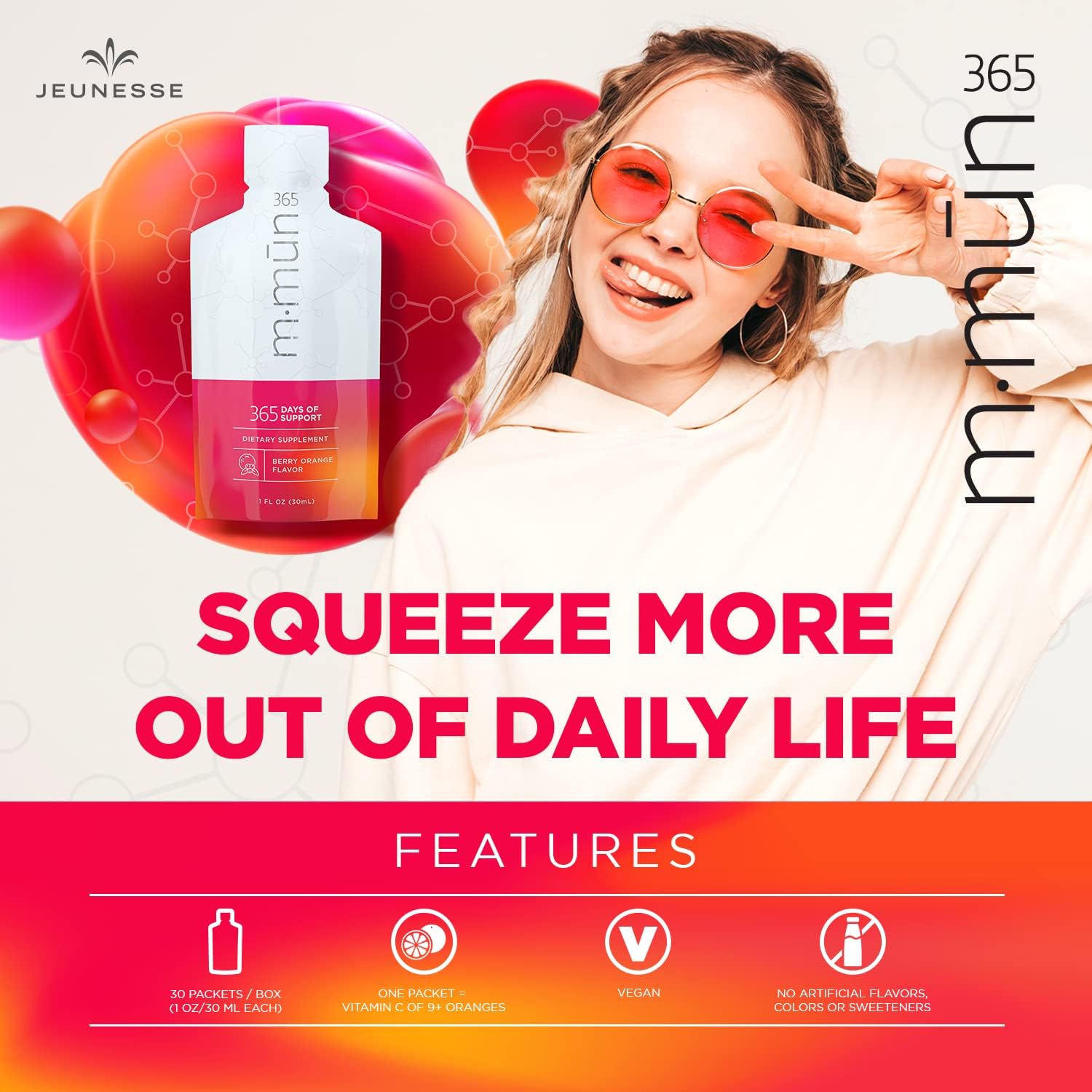 Jeunesse Global m·mūn 365 30-Day Supply Packets 30ml - Immune Support Supplement