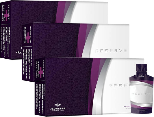 Jeunesse Global Reserve Antioxidant Fruit Blend Supplement, 30ml Pack of 90 Packets (3 Boxes)