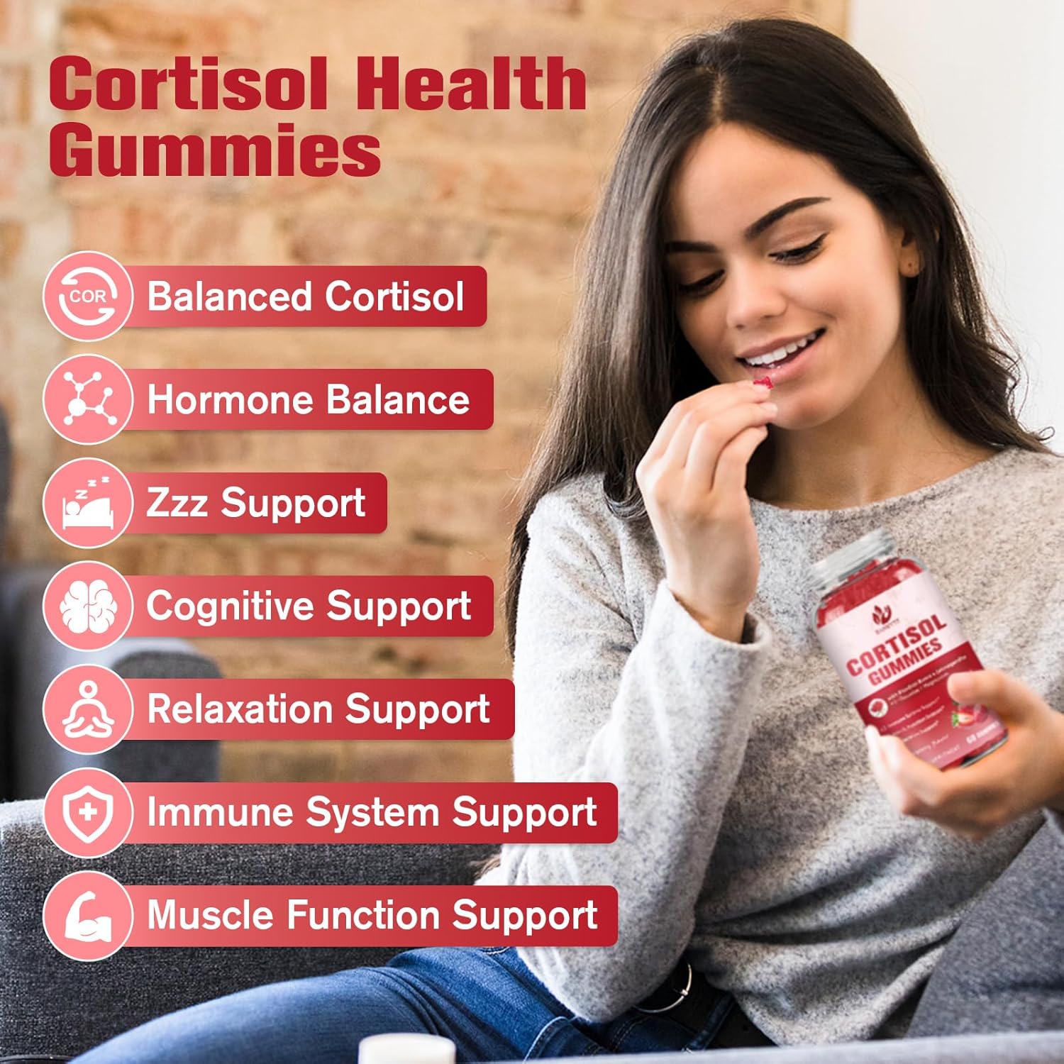 JIANKYTZ (2 Pack) Cortisol Gummies for Women with Rhodiola Rosea & Ashwagandha - Non-GMO, Balanced Cortisol & Zzz Support - 120 Gummies