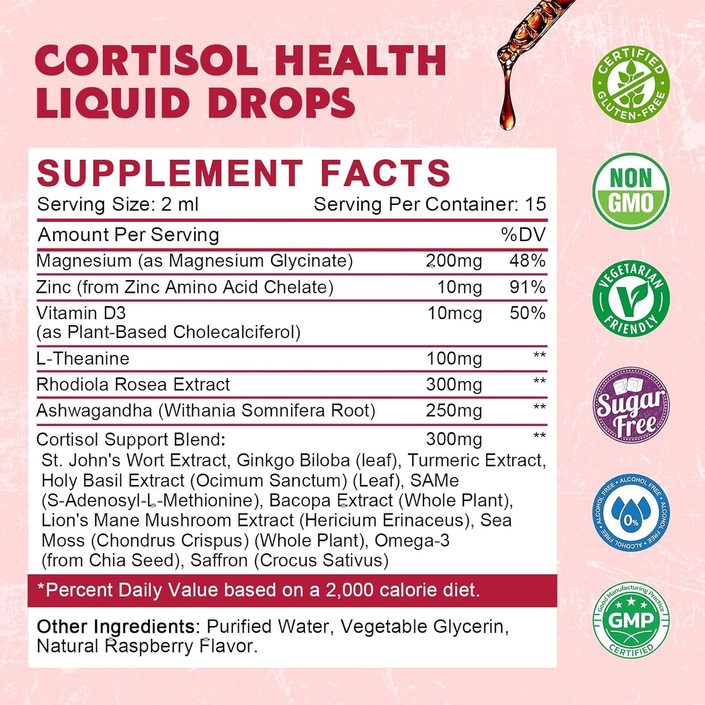 JIANKYTZ Liquid Cortisol Supplement with Magnesium, Rhodiola, L-Theanine, Ashwagandha - 2 Pack, 1 Fl Oz - Supports Hormone Balance and Mood