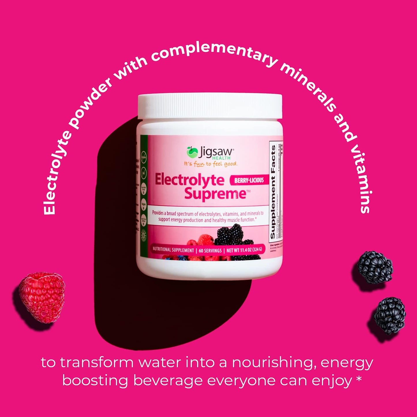 Jigsaw Adrenal Cocktail Electrolyte Supreme Bundle, Berry Licious - 60 Servings