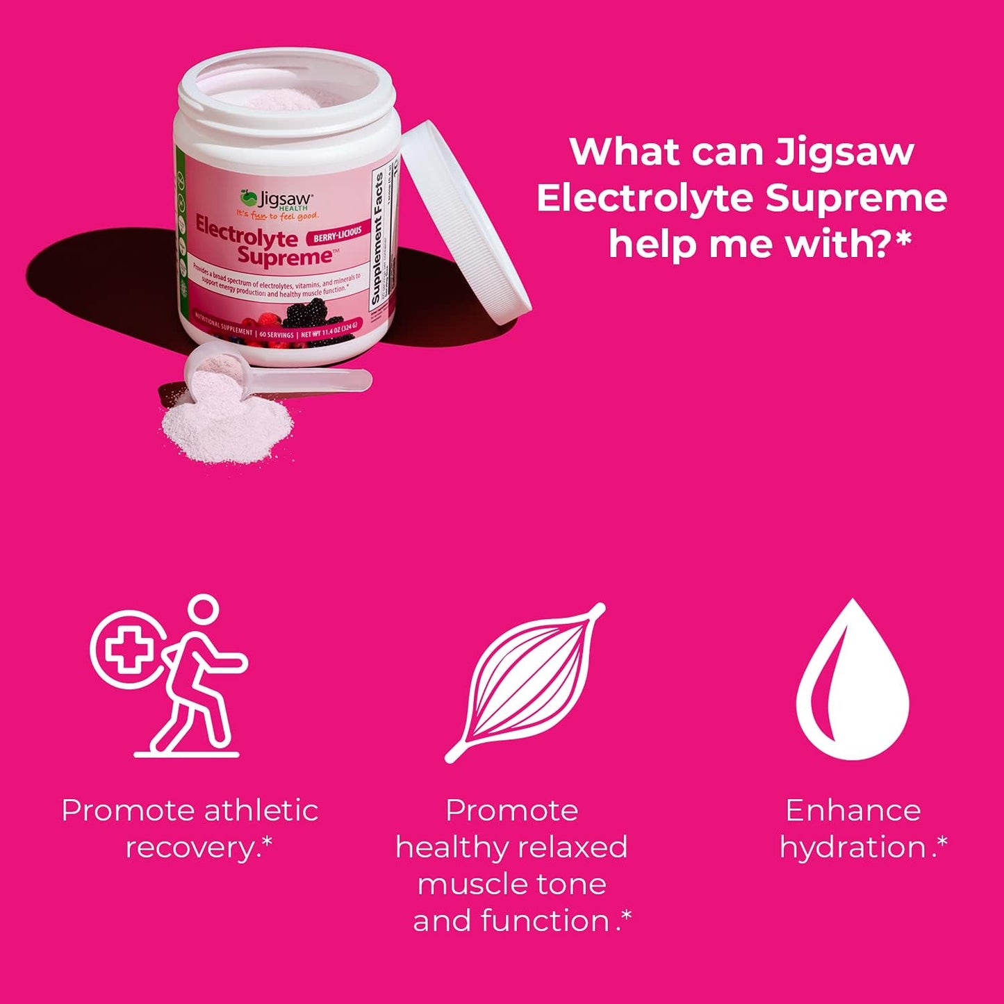 Jigsaw Adrenal Cocktail Electrolyte Supreme Bundle, Berry Licious - 60 Servings