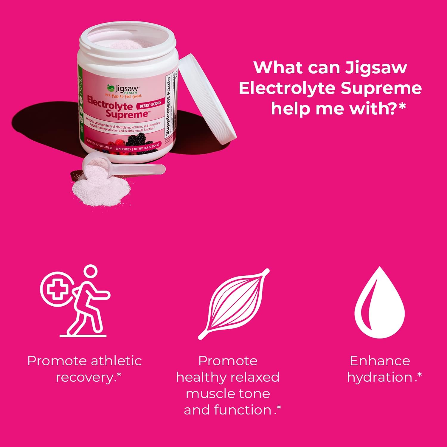 Jigsaw Adrenal Cocktail Electrolyte Supreme Bundle, Berry Licious - 60 Servings