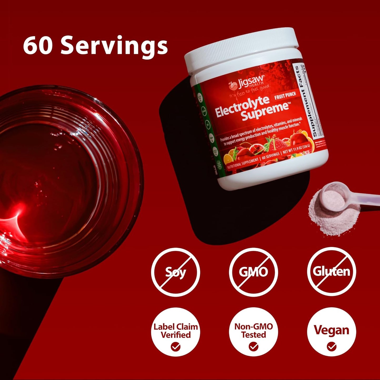 Jigsaw Adrenal Cocktail Electrolyte Supreme Jar, Fruit Punch - 60 Servings Bundle