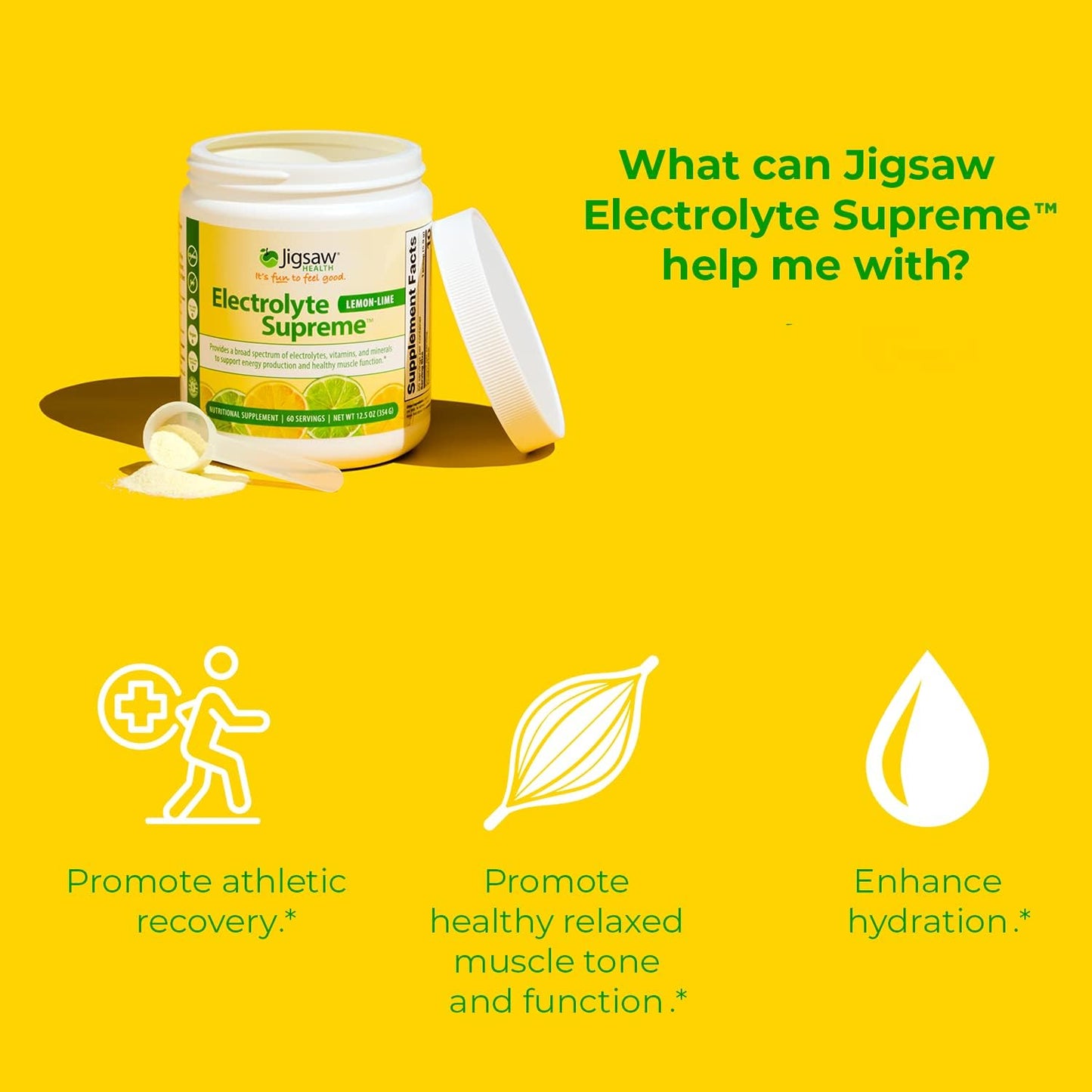 Jigsaw Health Electrolyte Supreme - Lemon-Lime Flavor | 60 Servings | Broad Spectrum of Electrolytes and Trace Minerals