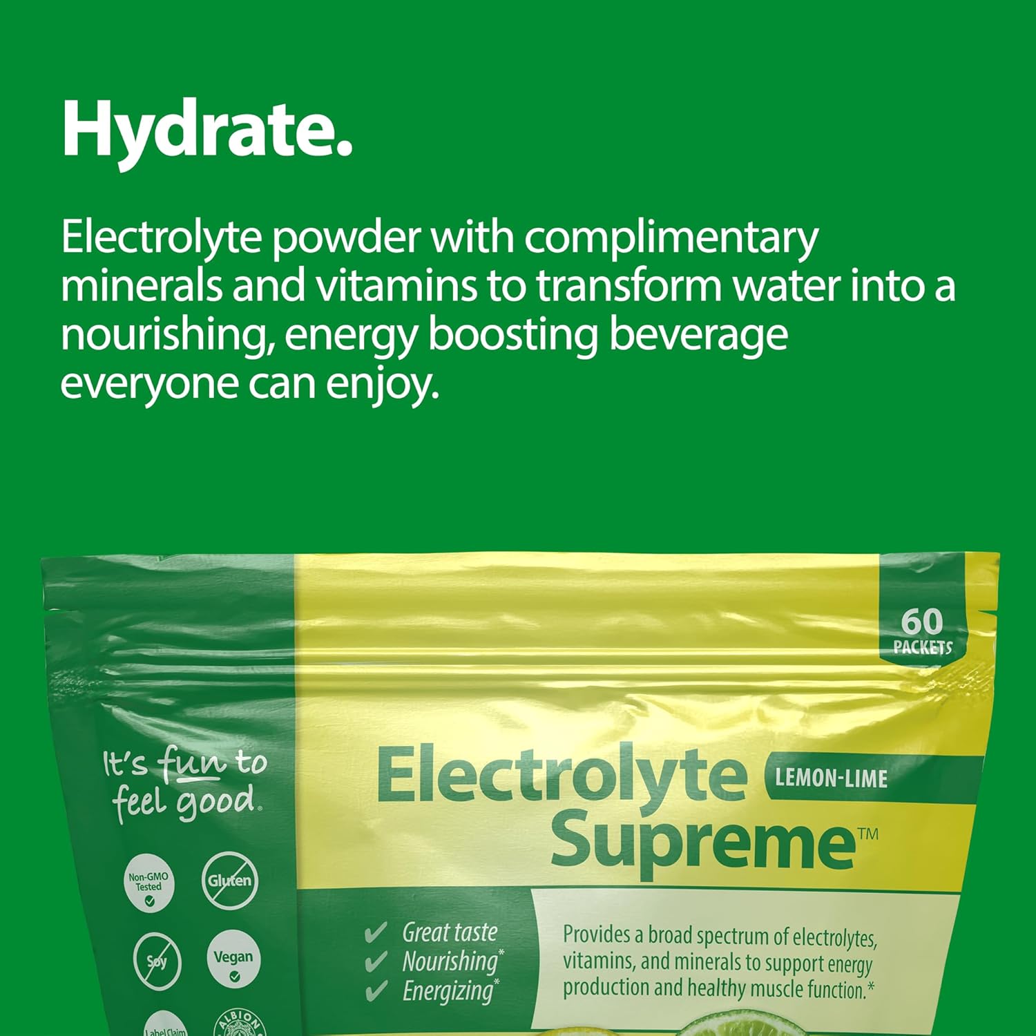 Jigsaw Health Electrolyte Supreme Lemon-Lime Flavor Packets - 60 Servings with Broad Spectrum of Electrolytes and Trace Minerals