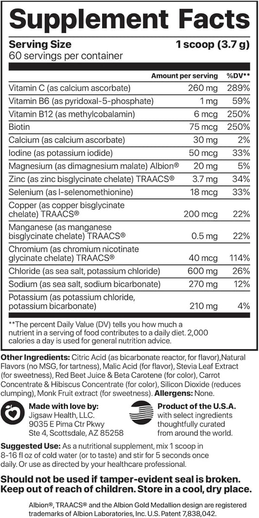 Jigsaw Health Electrolyte Supreme with Trace Minerals - Fruit Punch Flavor, 60 Servings