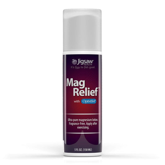 Jigsaw Health MagRelief Ultra Pure Magnesium Lotion 5 Ounces with Zechstein Magnesium Chloride and OptiMSM - Fragrance Free