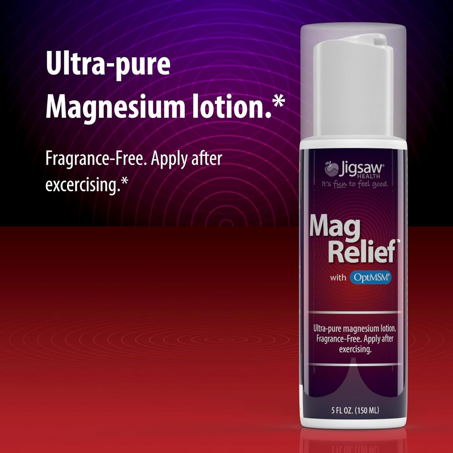 Jigsaw Health MagRelief Ultra Pure Magnesium Lotion 5 Ounces with Zechstein Magnesium Chloride and OptiMSM - Fragrance Free
