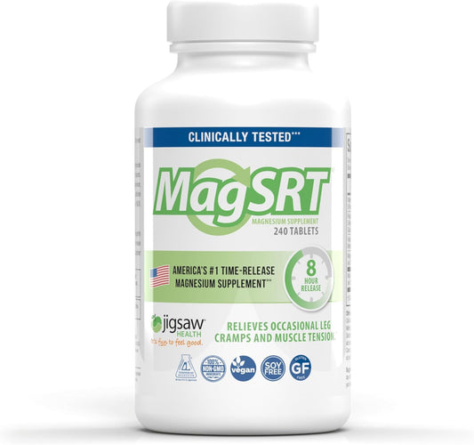 Jigsaw Health MagSRT Magnesium Supplement with Vitamin B6, Folate, and B12 - 240 Tablets, 60 Servings