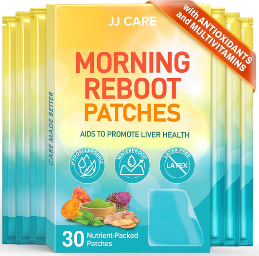 JJ CARE Morning Reboot Patch 30 pcs - Recovery & B12 Patches for Bachelorette & Post-Party Relief