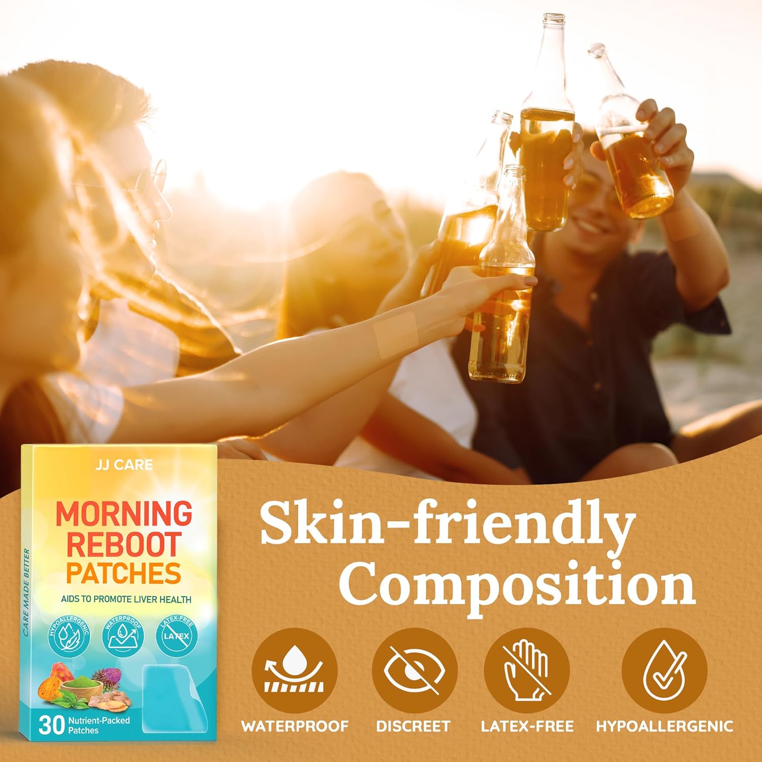 JJ CARE Morning Reboot Patch 30 pcs - Recovery & B12 Patches for Bachelorette & Post-Party Relief