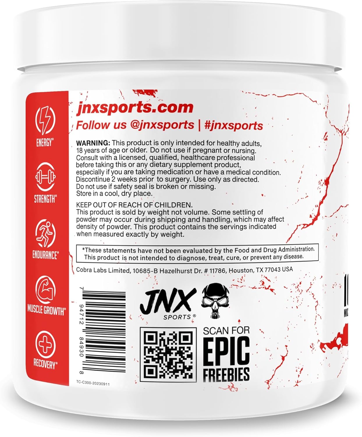 JNX SPORTS The Curse! Creatine Monohydrate Powder 60 Servings - Pure Micronized 5g Per Serving - 300g - 10.6 Ounce
