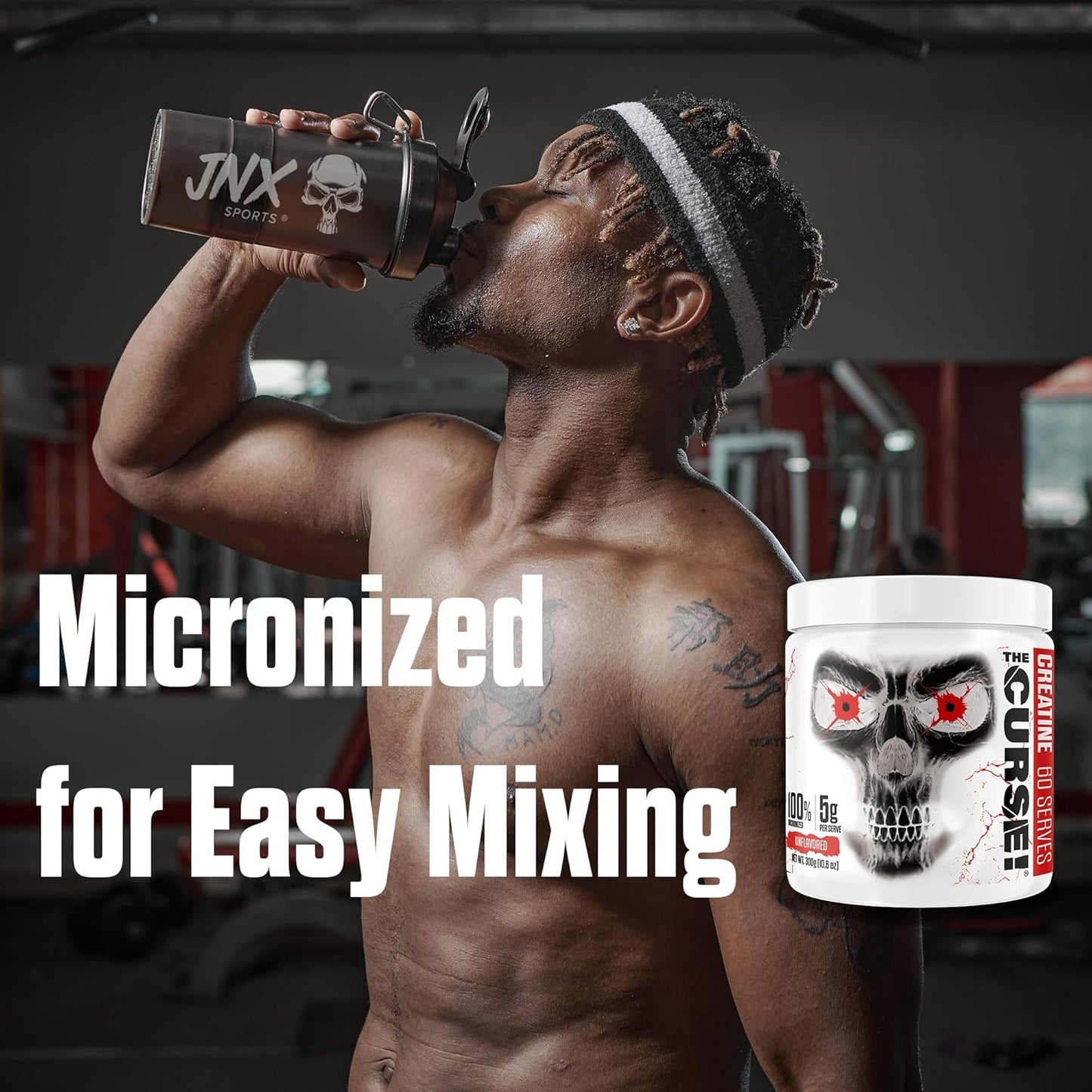 JNX SPORTS The Curse! Creatine Monohydrate Powder 60 Servings - Pure Micronized 5g Per Serving - 300g - 10.6 Ounce