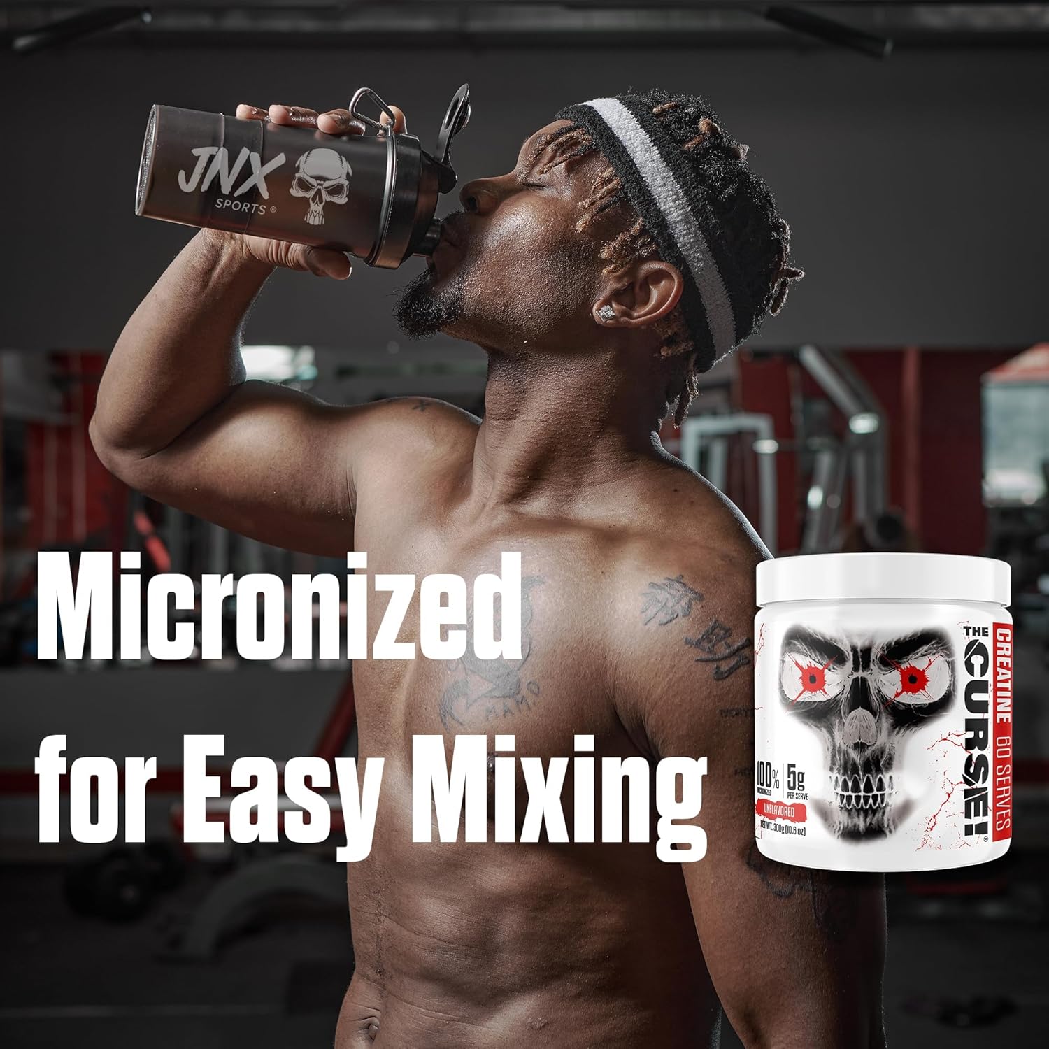 JNX SPORTS The Curse! Creatine Monohydrate Powder 60 Servings - Pure Micronized 5g Per Serving - 300g - 10.6 Ounce