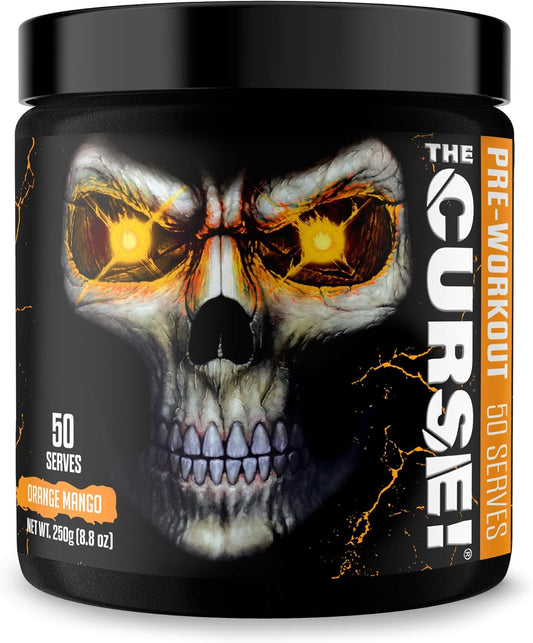 JNX SPORTS The Curse! Orange Mango Pre Workout Powder - 50 Servings for Boosting Strength, Energy, and Focus with Caffeine, Beta-Alanine, Creatine, and L-Citrulline for Men and Women