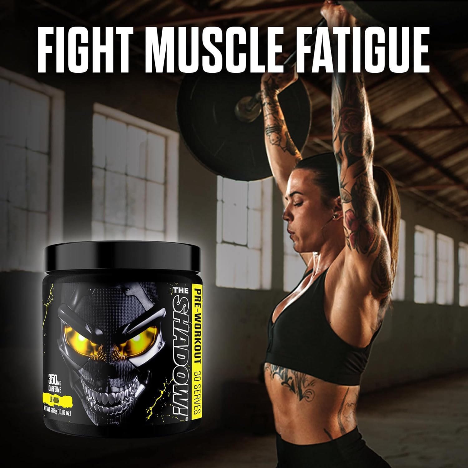 JNX SPORTS The Shadow Lemon Preworkout - 30 Servings, 350mg Caffeine for Electric Energy, Mental Focus, & Strength