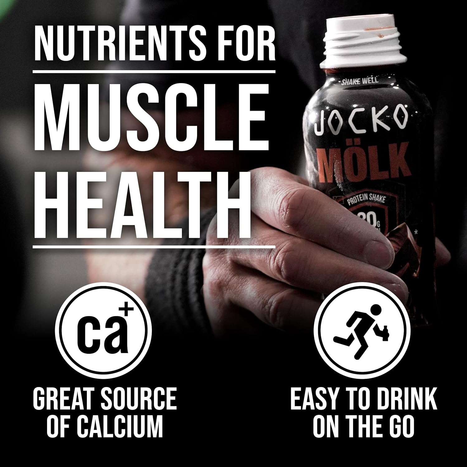 Jocko Fuel Jocko Mölk Grass-Fed Protein Shakes, 30g Protein, No Sugar, KETO-Friendly, Ready-to-Drink, 12oz, Pack of 12, Chocolate