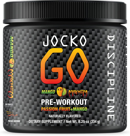Jocko Fuel Mango Pre Workout Powder for Endurance & Stamina - Keto & Sugar Free Blend with L-Citrulline, Nootropic & Caffeine - Ideal for Distance Running, Cycling, Jiu Jitsu - 30 Servings