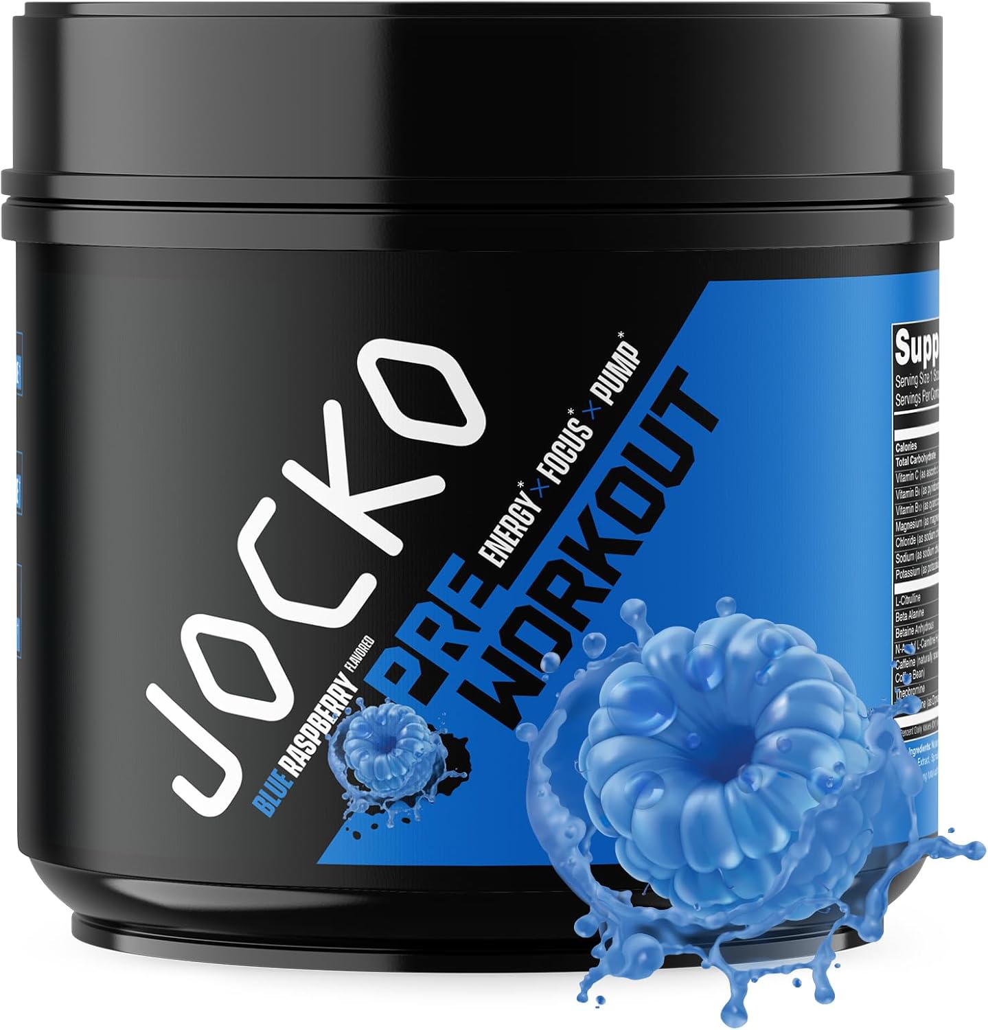 Jocko Fuel Ultimate Pre-Workout Powder Drink for Men & Women - High-Stim Sugar-Free Nootropic Blend - Blue Raspberry Flavor with 200mg Caffeine