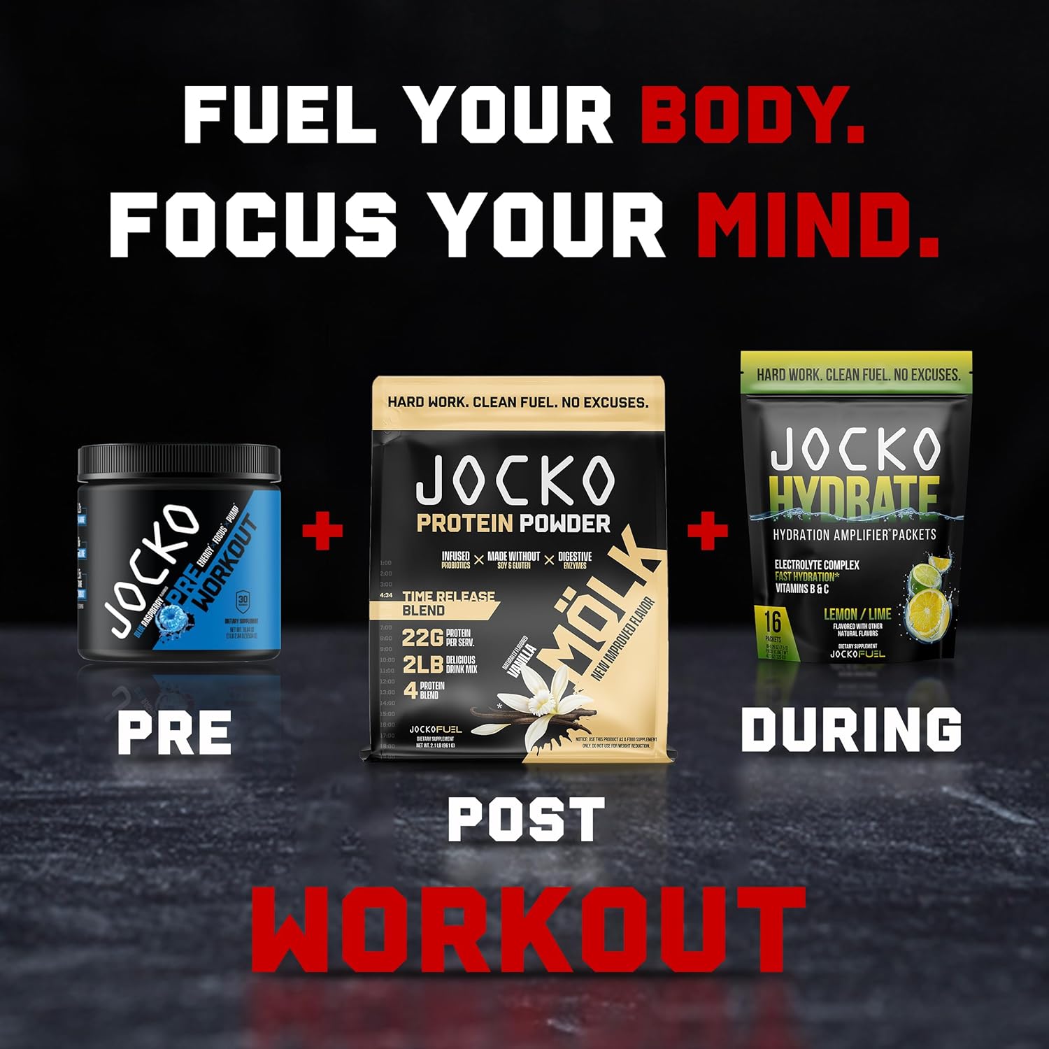 Jocko Fuel Ultimate Pre-Workout Powder Drink for Men & Women - High-Stim Sugar-Free Nootropic Blend - Blue Raspberry Flavor with 200mg Caffeine