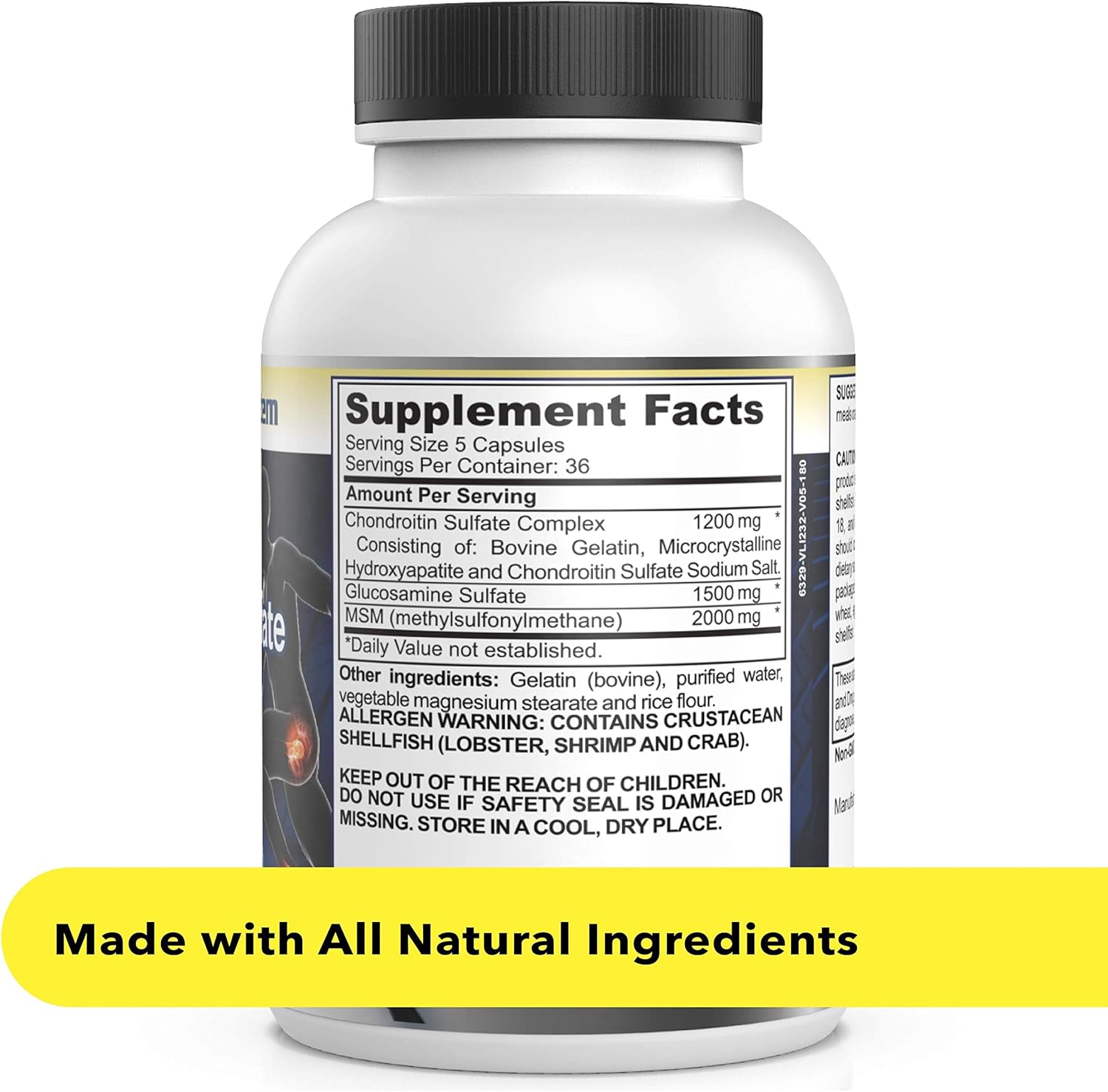 Joint and Bone Health Supplement with Glucosamine, Chondroitin, and MSM for Joint Support and Relief - 180 Capsules