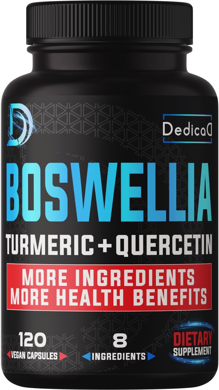 Joint and Immune Support Supplement - DEDICAD Boswellia Serrata Extract with Turmeric, Quercetin, Citrus, Ginger, White Willow, Alfalfa - 120 Capsules