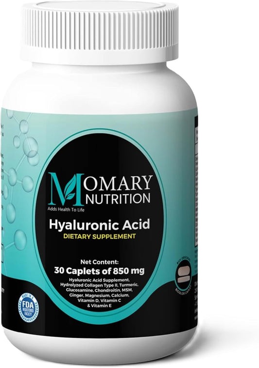 Joint and Skin Hydration Supplement with Hyaluronic Acid, Type II Collagen, Turmeric, Glucosamine, and Chondroitin - 30 Caplets