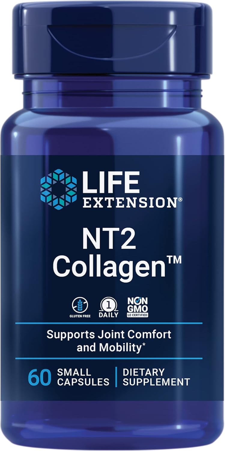 Joint Comfort & Mobility Supplement: Life Extension NT2 Collagen™, Gluten-Free, Non-GMO, 60 Small Capsules, 1 Daily