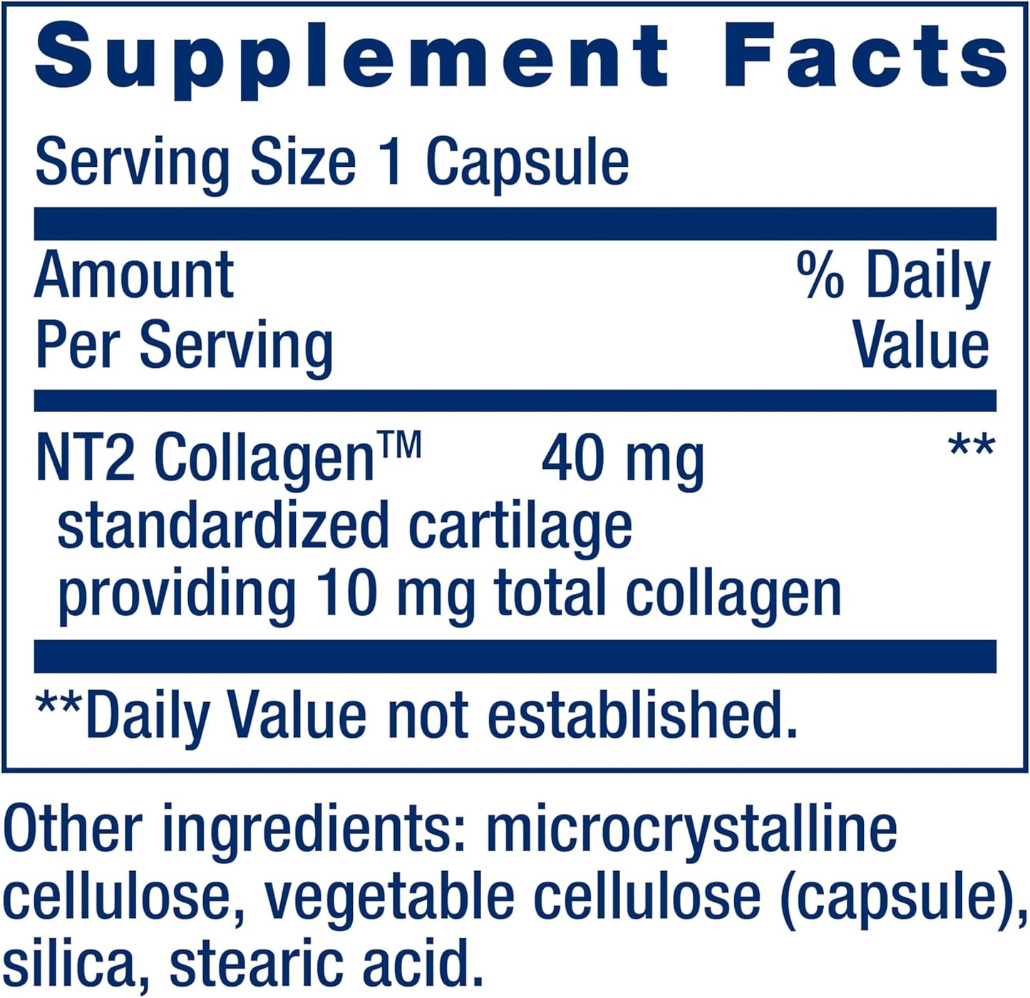 Joint Comfort & Mobility Supplement: Life Extension NT2 Collagen™, Gluten-Free, Non-GMO, 60 Small Capsules, 1 Daily