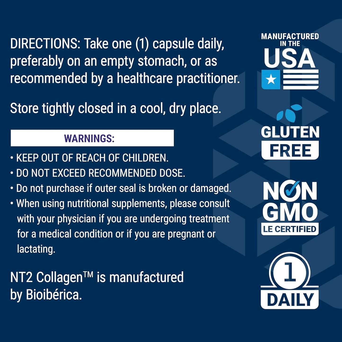 Joint Comfort & Mobility Supplement: Life Extension NT2 Collagen™, Gluten-Free, Non-GMO, 60 Small Capsules, 1 Daily