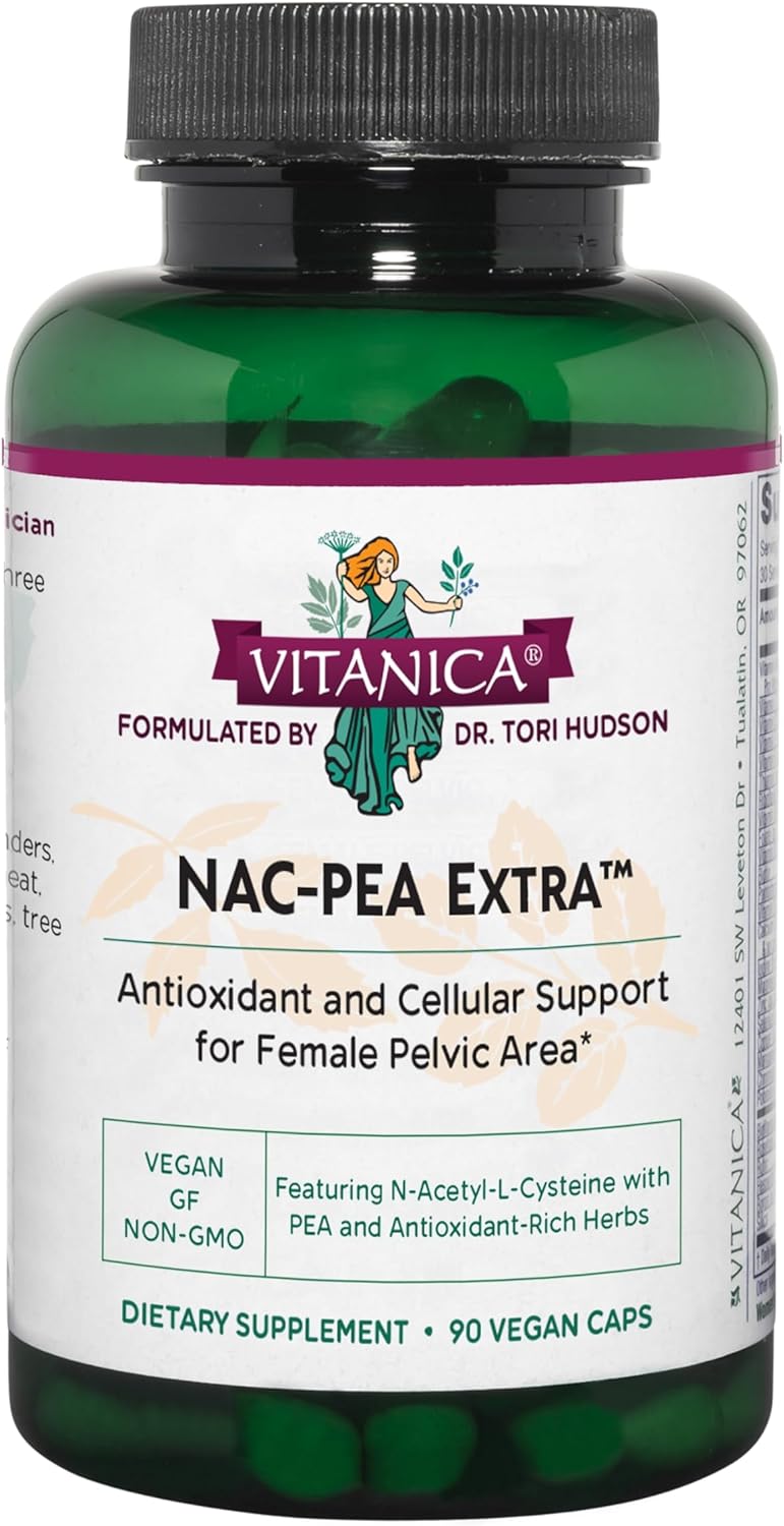 Joint Discomfort Support Supplement with Pine Bark & Curcumin - Vitanica NAC-Pea Extra for Pelvic Tissue - 90 Vegan Capsules