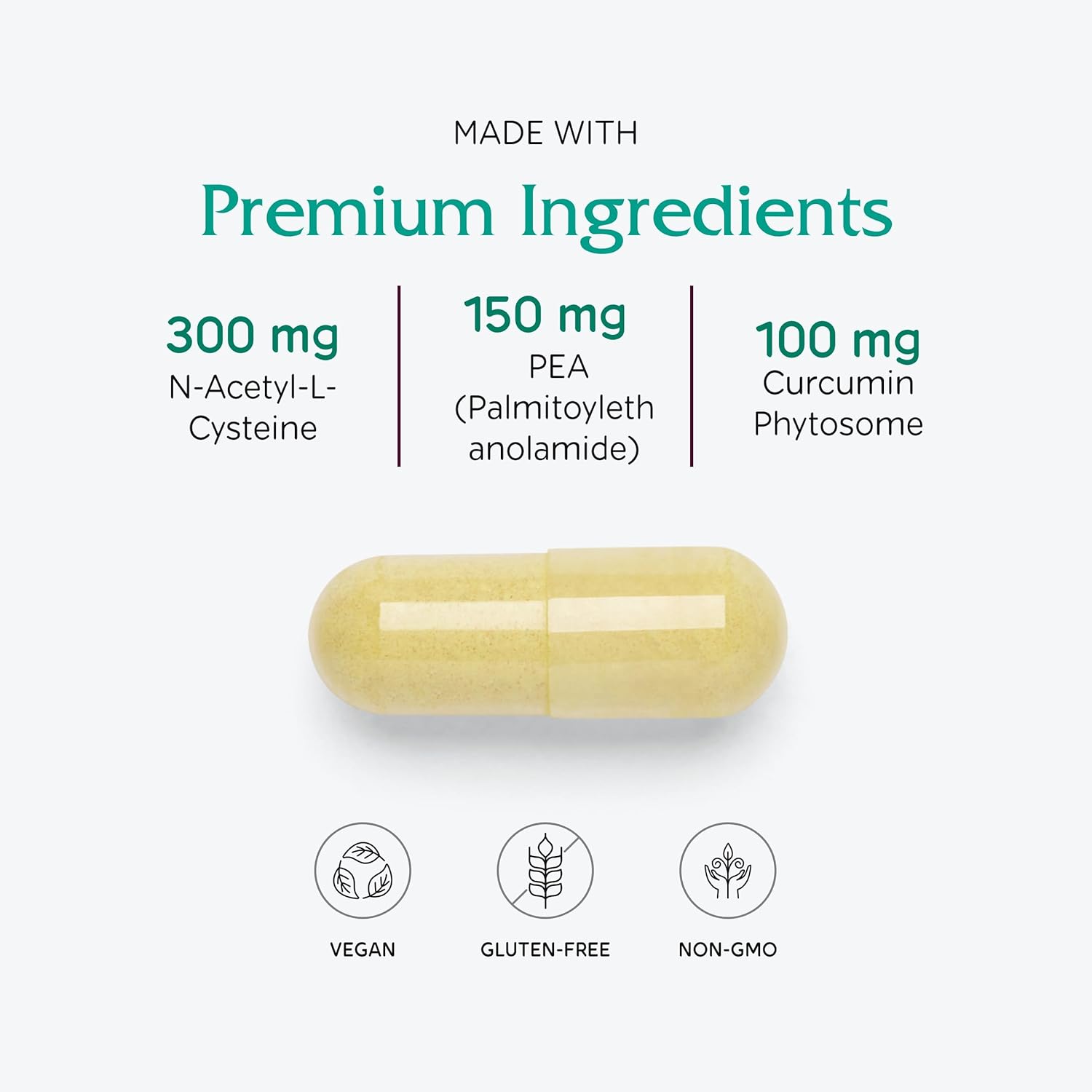 Joint Discomfort Support Supplement with Pine Bark & Curcumin - Vitanica NAC-Pea Extra for Pelvic Tissue - 90 Vegan Capsules