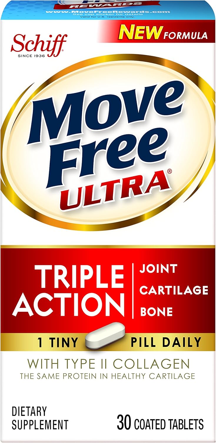 Joint Health Supplement: Move Free Ultra Triple Action Tablets with Type II Collagen, Boron, and HA - 30 Count