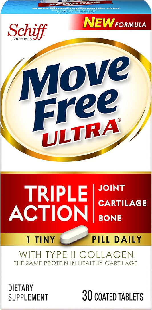 Joint Health Supplement: Move Free Ultra Triple Action Tablets with Type II Collagen, Boron, and HA - 30 Count