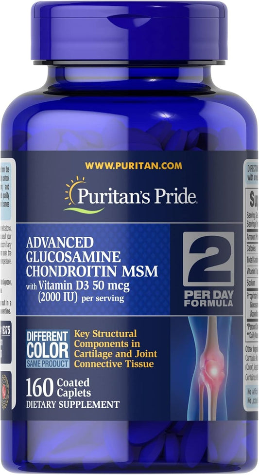 Joint Health Supplement with Glucosamine, Chondroitin, MSM, and Vitamin D3 - 160 Coated Tablets, 5 Month Supply