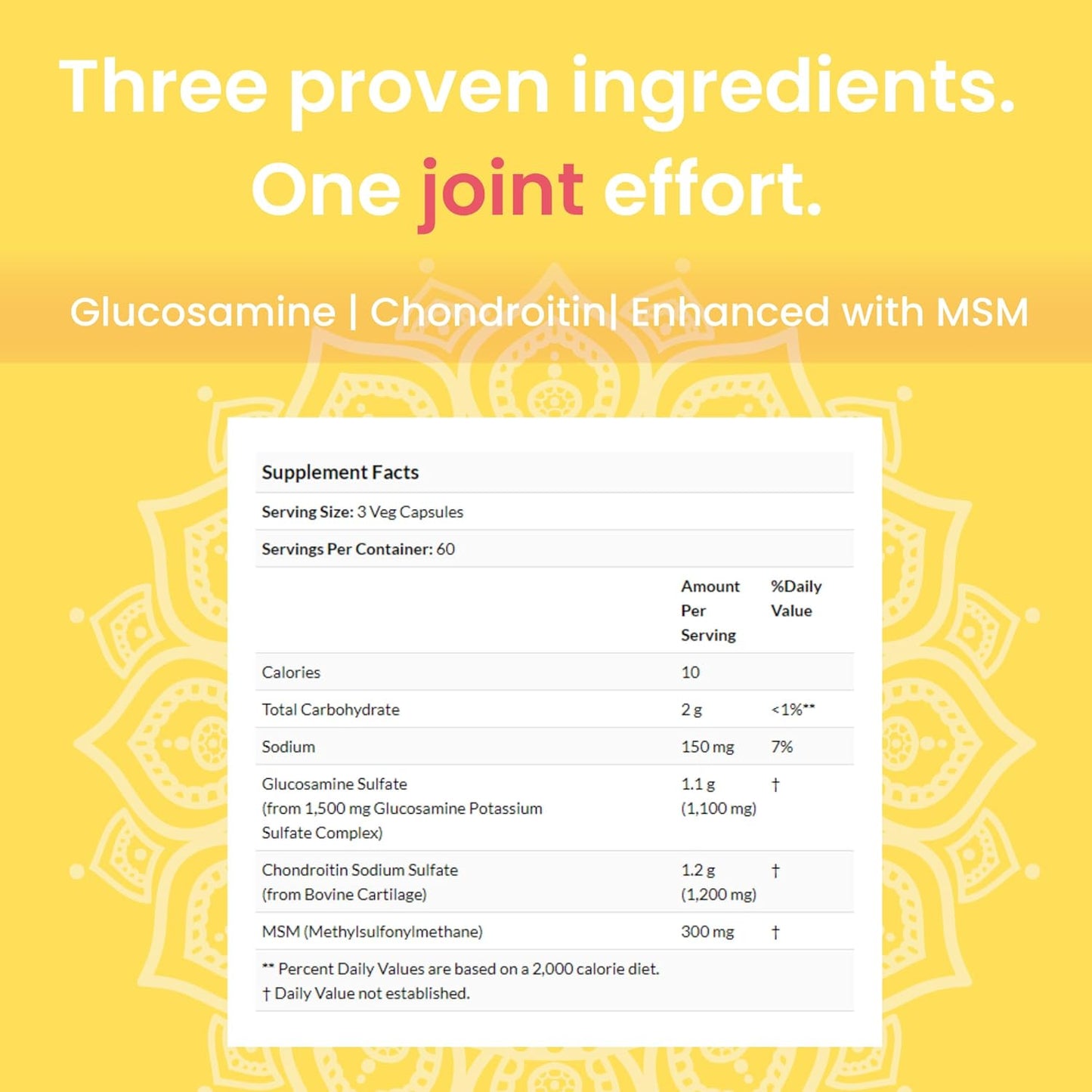 Joint Health Supplements for Women and Men | Supports Mobility, Cartilage Repair | MSM Chondroitin Glucosamine | 90 Capsules