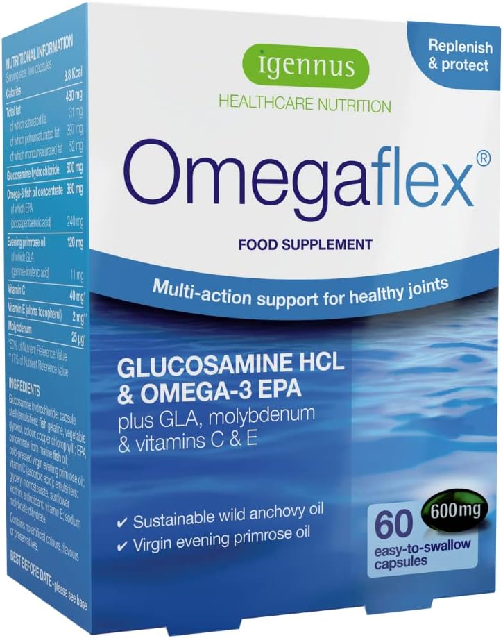Joint Health Support Supplement with Glucosamine, Fish Oil, Evening Primrose Oil, Vitamin C & E - 60 Softgels