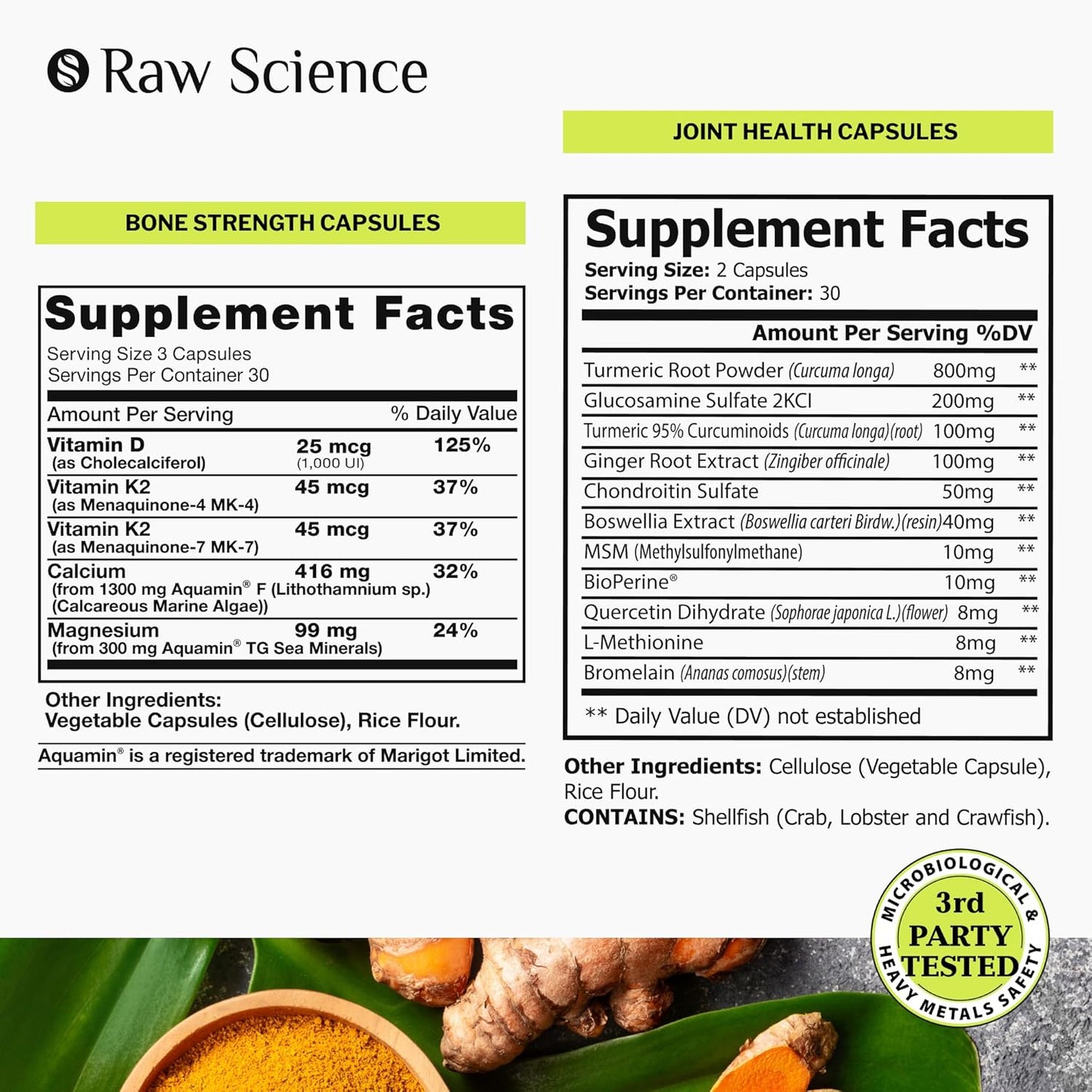 Joint & Knee Support Supplement with Turmeric, Glucosamine, Chondroitin, MSM, and Calcium - Bone and Joint Fortification for Bone Strength - 60pcs of 800mg and 90pcs of 500mg Bone Health Supplements