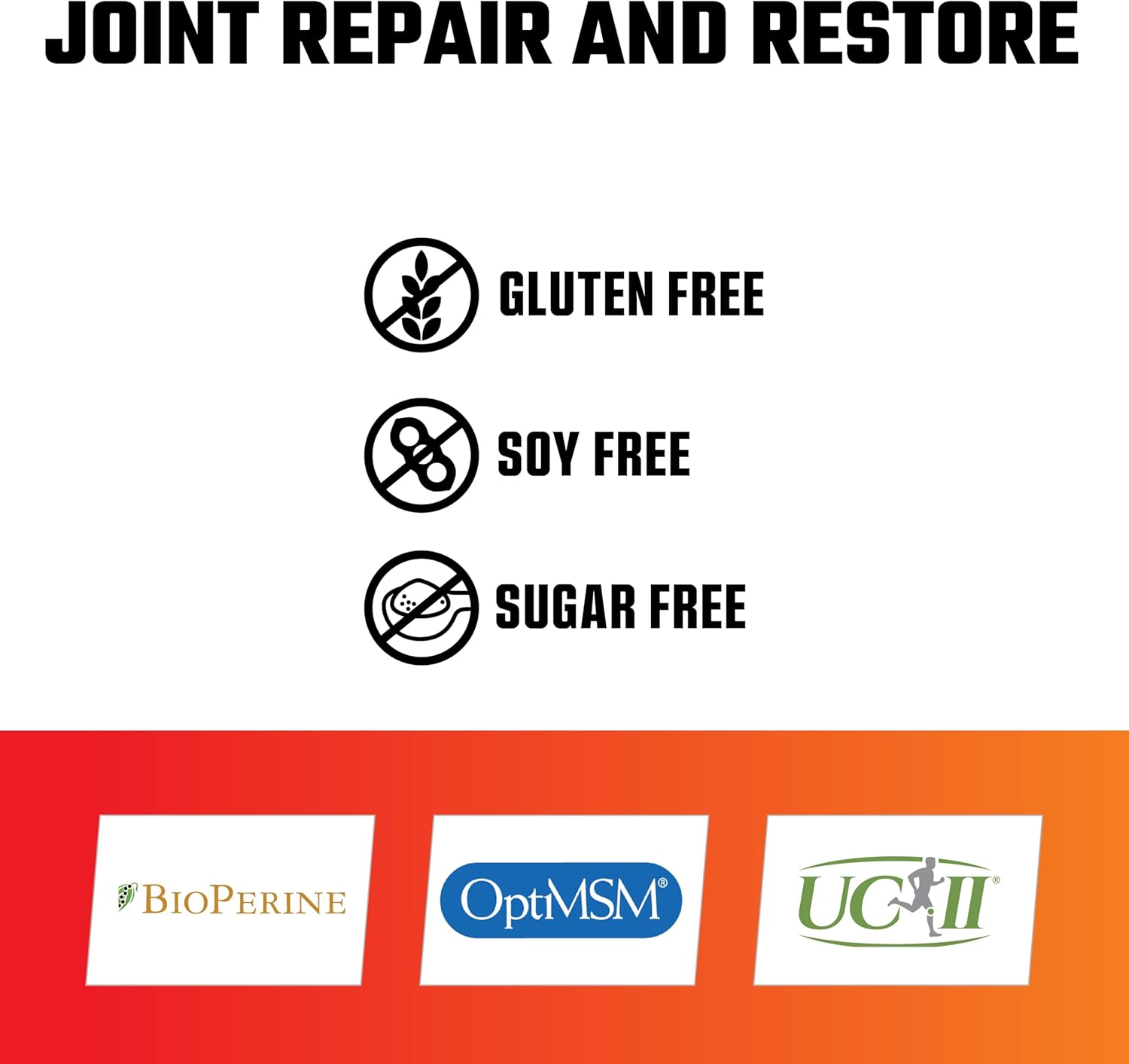 Joint+ Supplement with UC-II Collagen, MSM, Glucosamine, and Bioperine for Joint Health Support