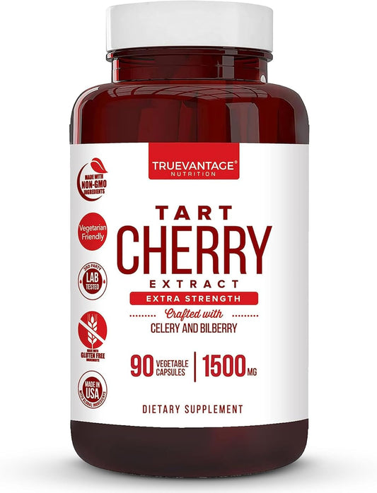 Joint Support and Muscle Recovery Capsules with Tart Cherry, Celery Seed, and Bilberry Extracts - 90 Count - Made in USA